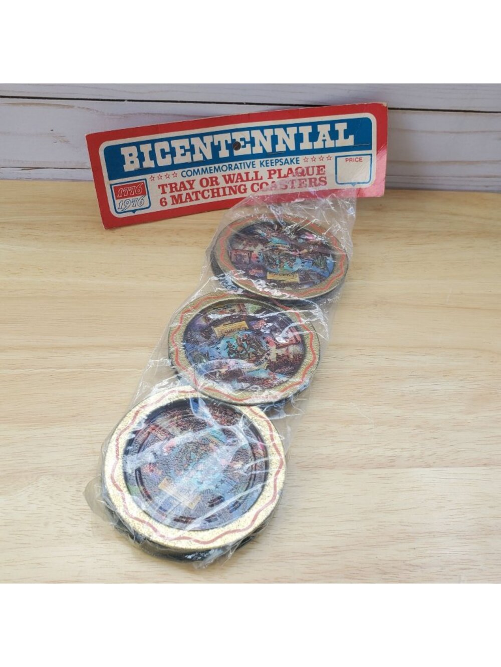 VTG 1976 Bicentennial Commemorative 6 Coasters 4th of July Flag Independence Day